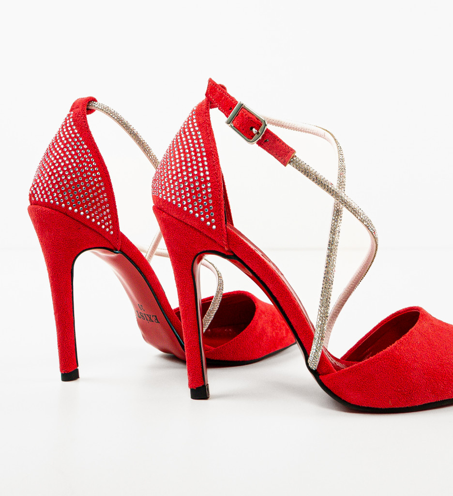 Pantofi dama Roccala rosii cu toc elegant - imagine 8