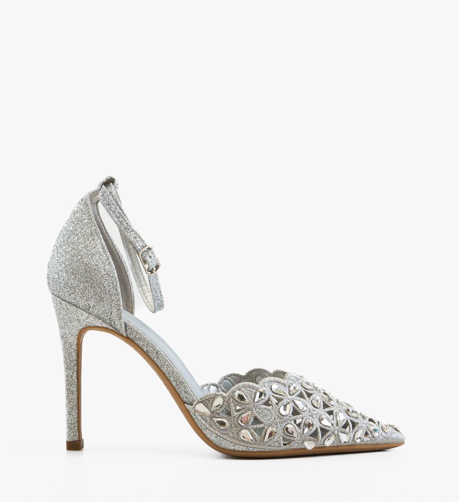 Pantofi Stiletto Dama Tabylys Argintii Eleganți - imagine 2