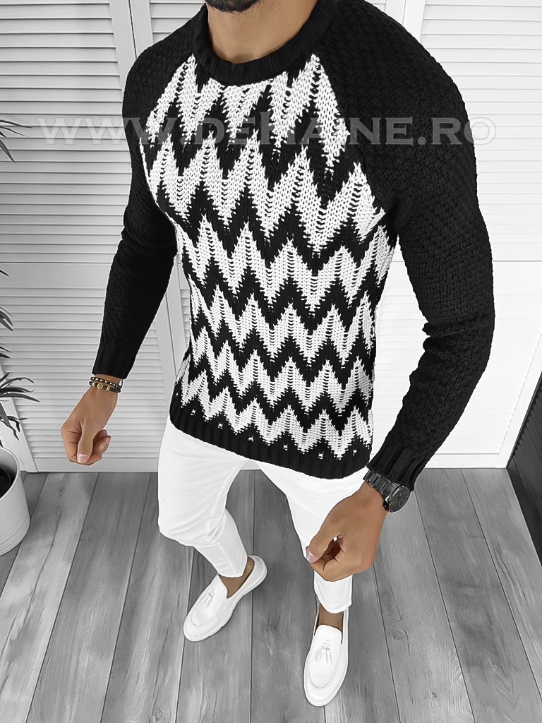 Pulover Barbati Slim Fit Negru Eleganță