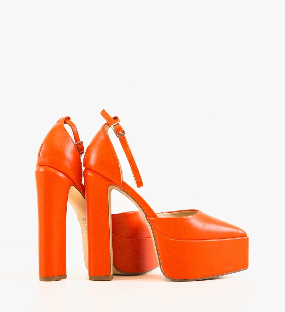 Pantofi cu Toc Marianne Portocalii | Eleganți - imagine 2