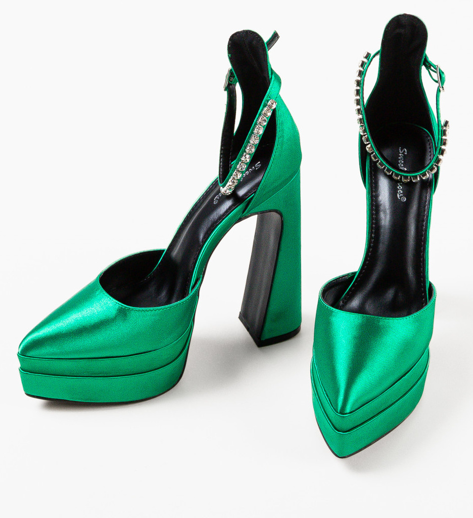Pantofi Baldwin Verzi Eleganți cu Toc - imagine 6