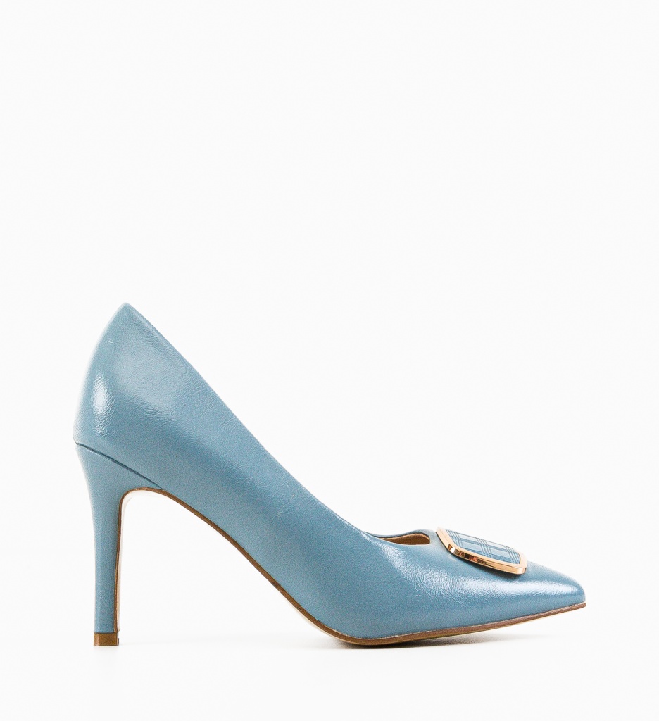Pantofi Byba Albastri Eleganți cu Toc - imagine 6