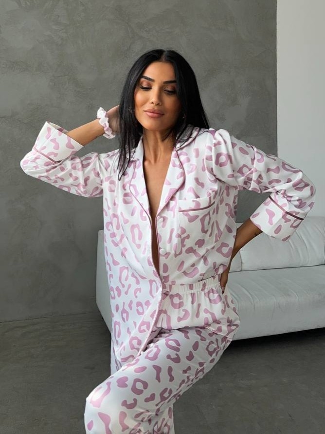 Pijama Dama Delis 2 Piese Roz Leopard - imagine 4