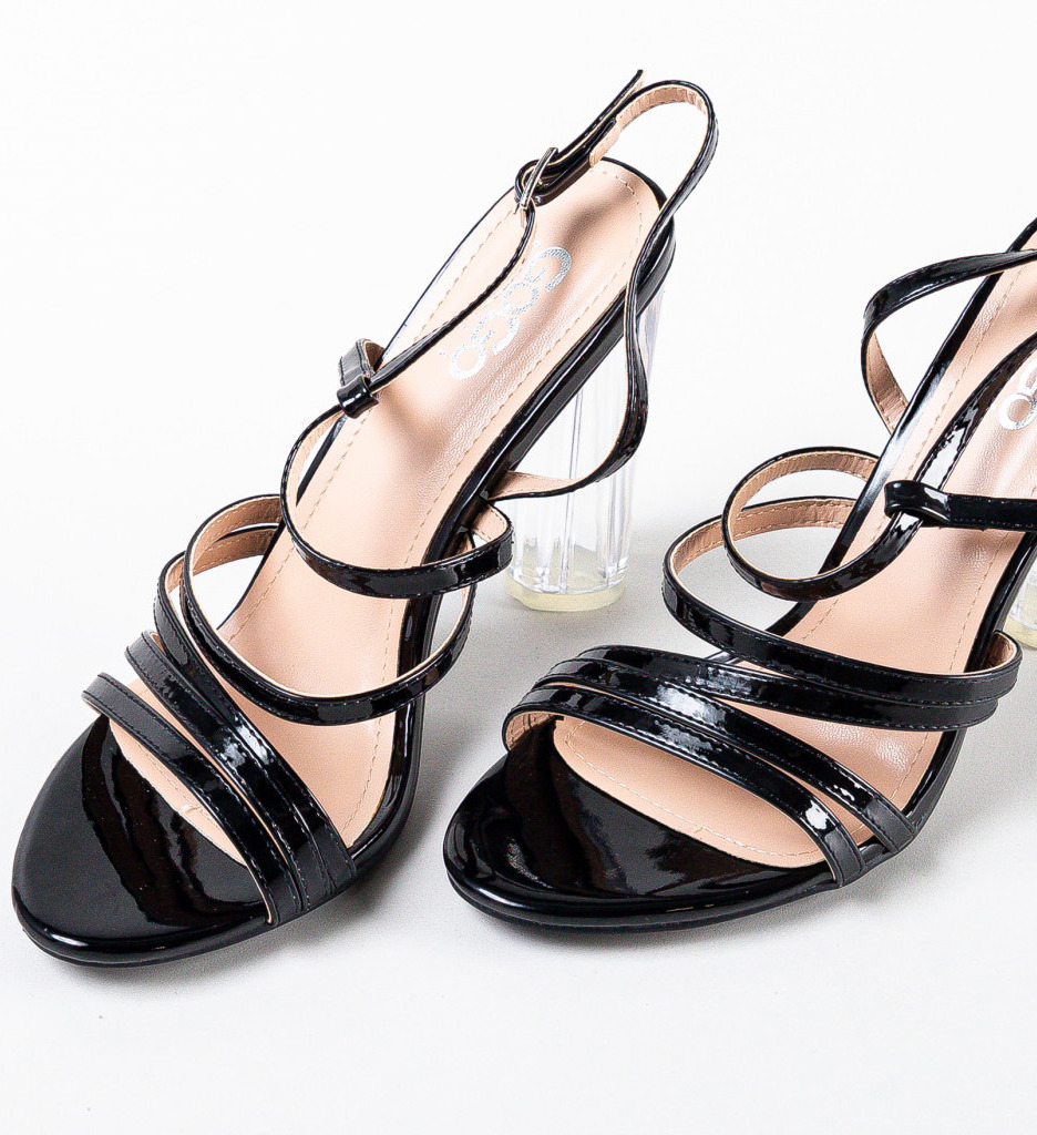 Sandale Fiton Negre cu Toc Elegant - imagine 4