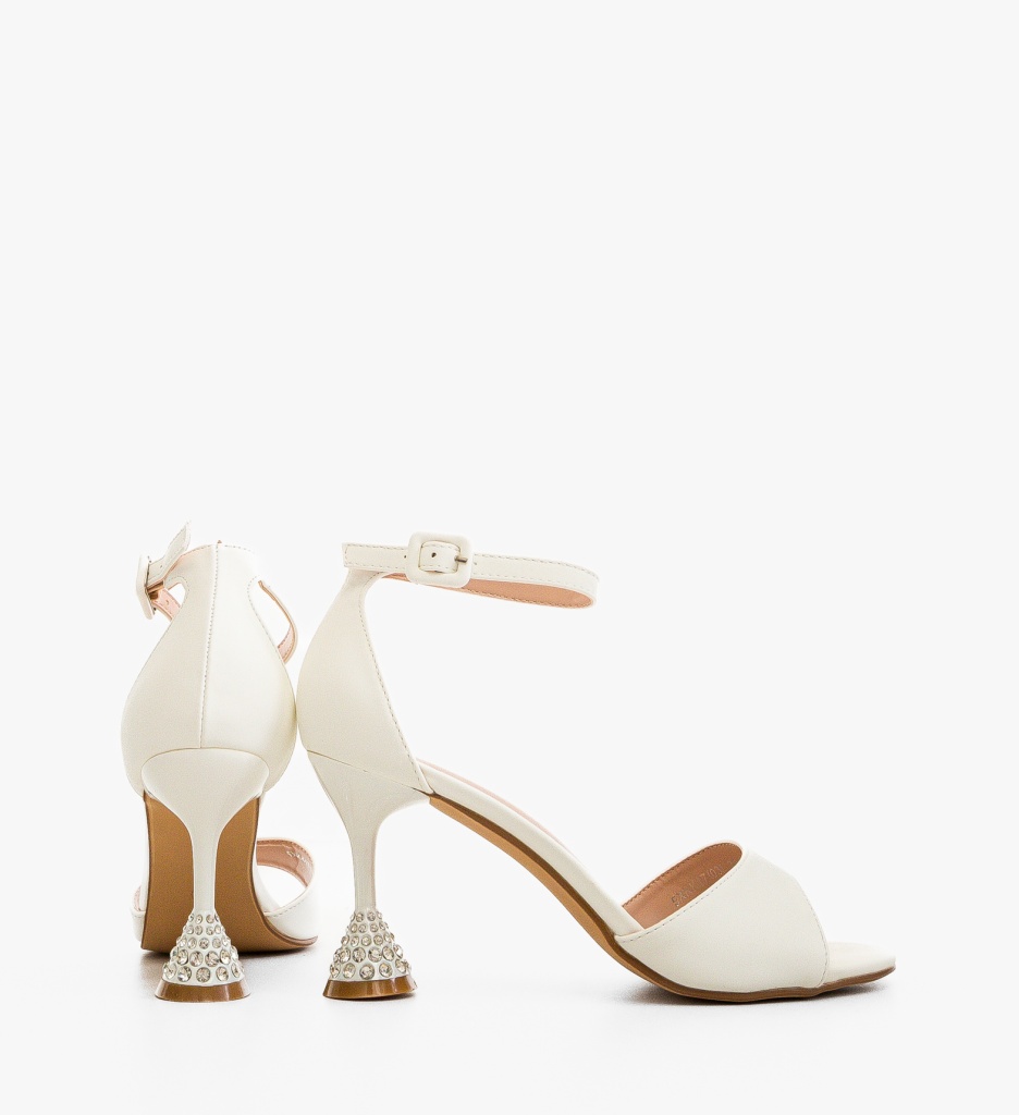 Sandale cu Toc Merkato Albe | Eleganță și Confort - imagine 4