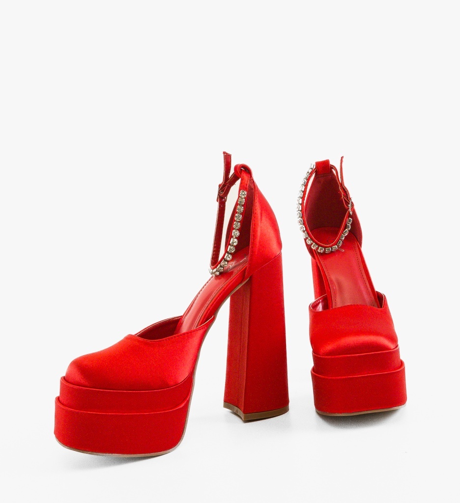 Pantofi Rosii Depurtat cu Toc Elegant - imagine 3