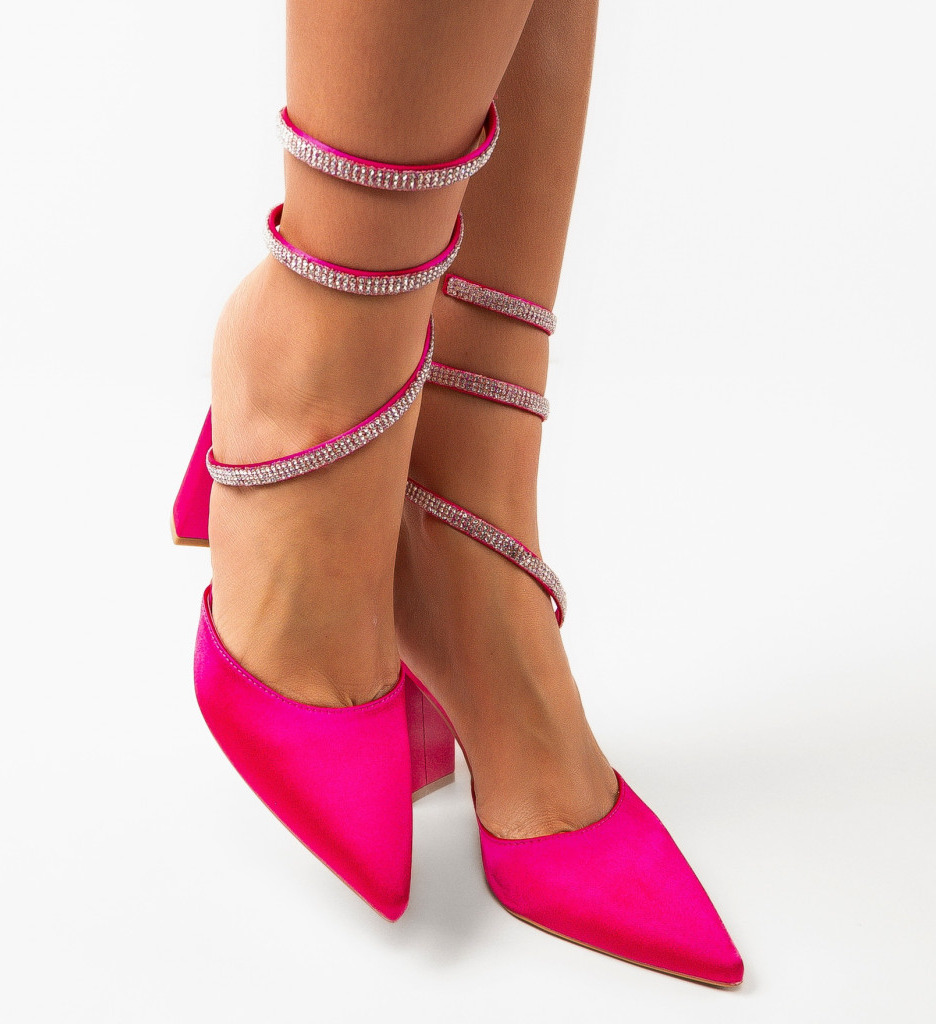 Pantofi Lhamo Fuchsia cu toc elegant - imagine 3