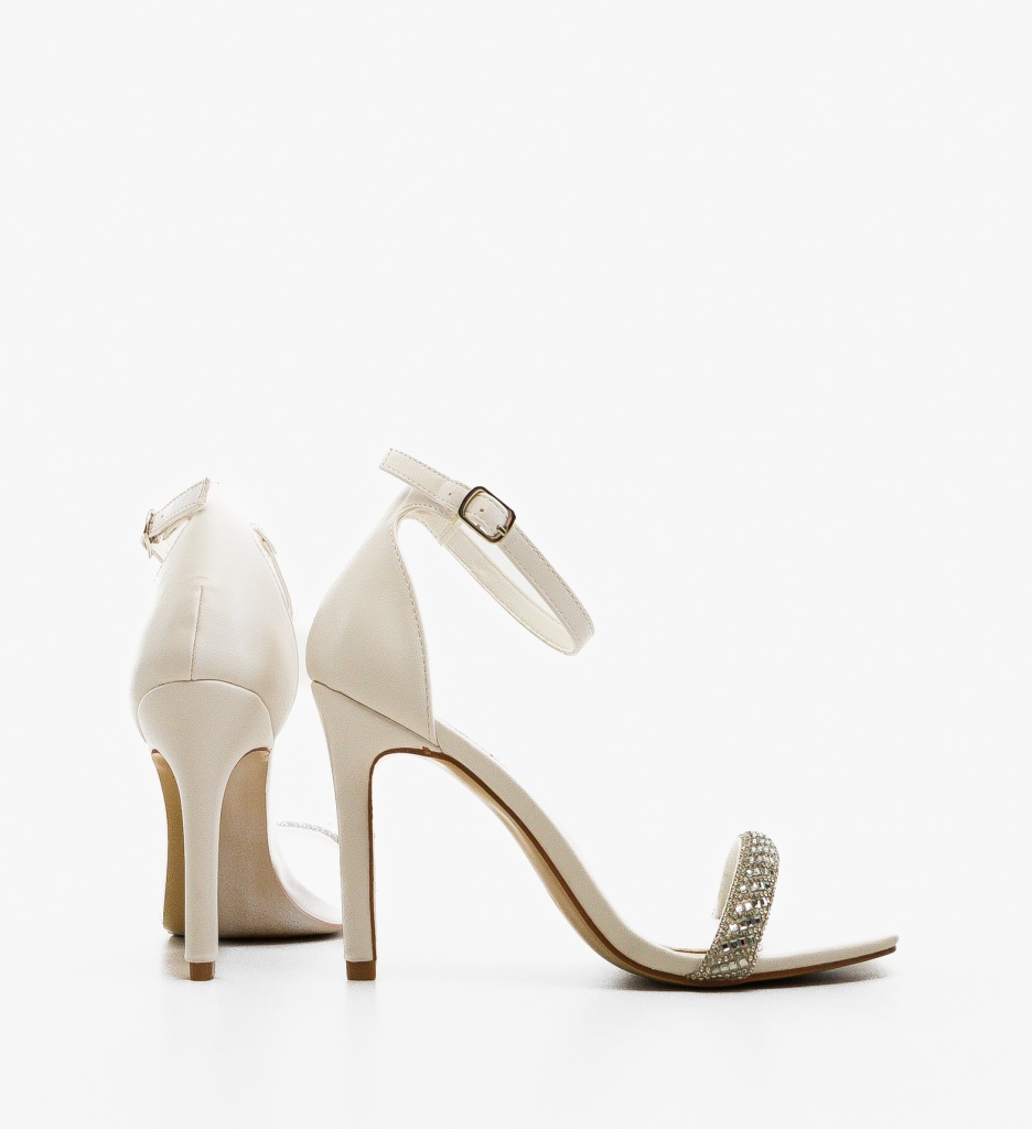 Sandale Eteset Albi cu Toc - Eleganță Maximă - imagine 2