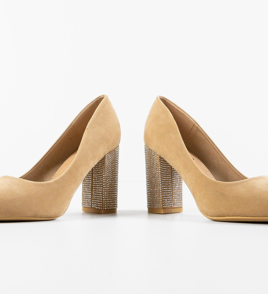 Pantofi Evely Bej | Toc Elegant pentru Ocazii - imagine 4
