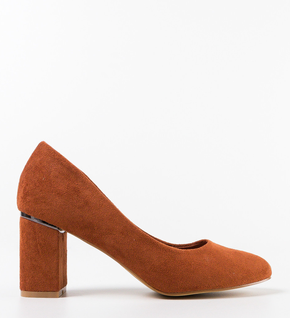 Pantofi dama Kyla Camel cu toc elegant - imagine 4