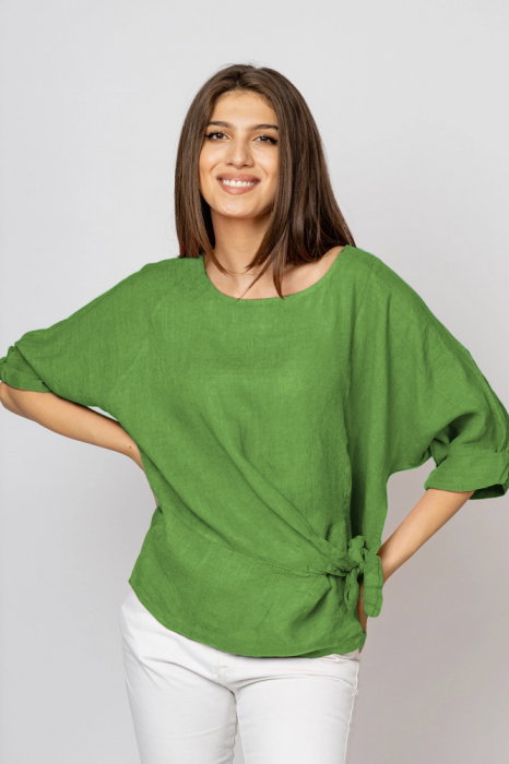 Bluză in verde olive Shopika | Talie cu nod