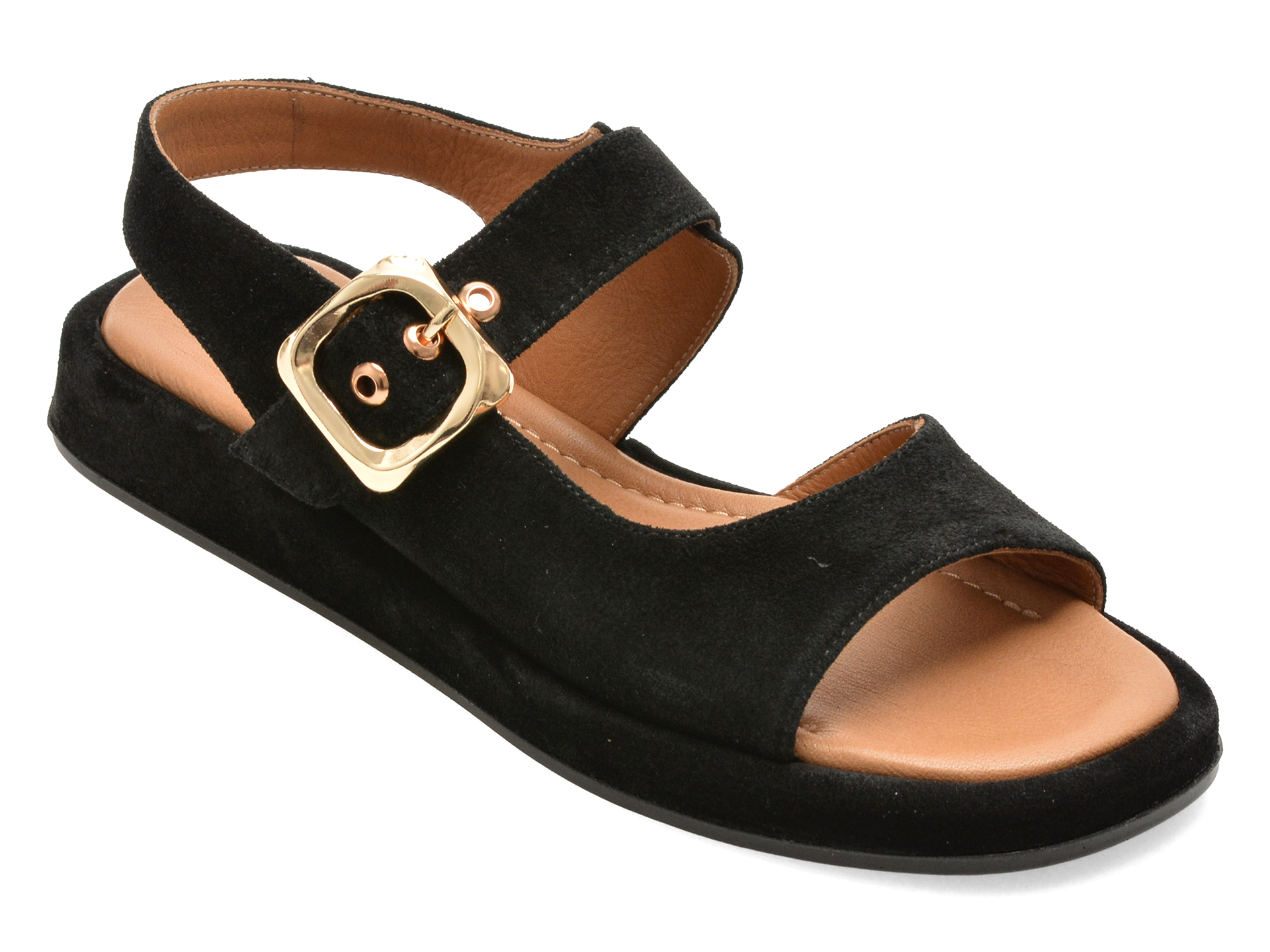 Sandale EPICA negre din piele intoarsa 1001347