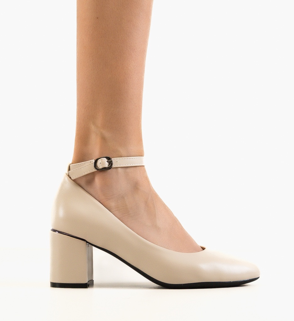 Pantofi Lallo Bej cu Toc Eleganți - imagine 5