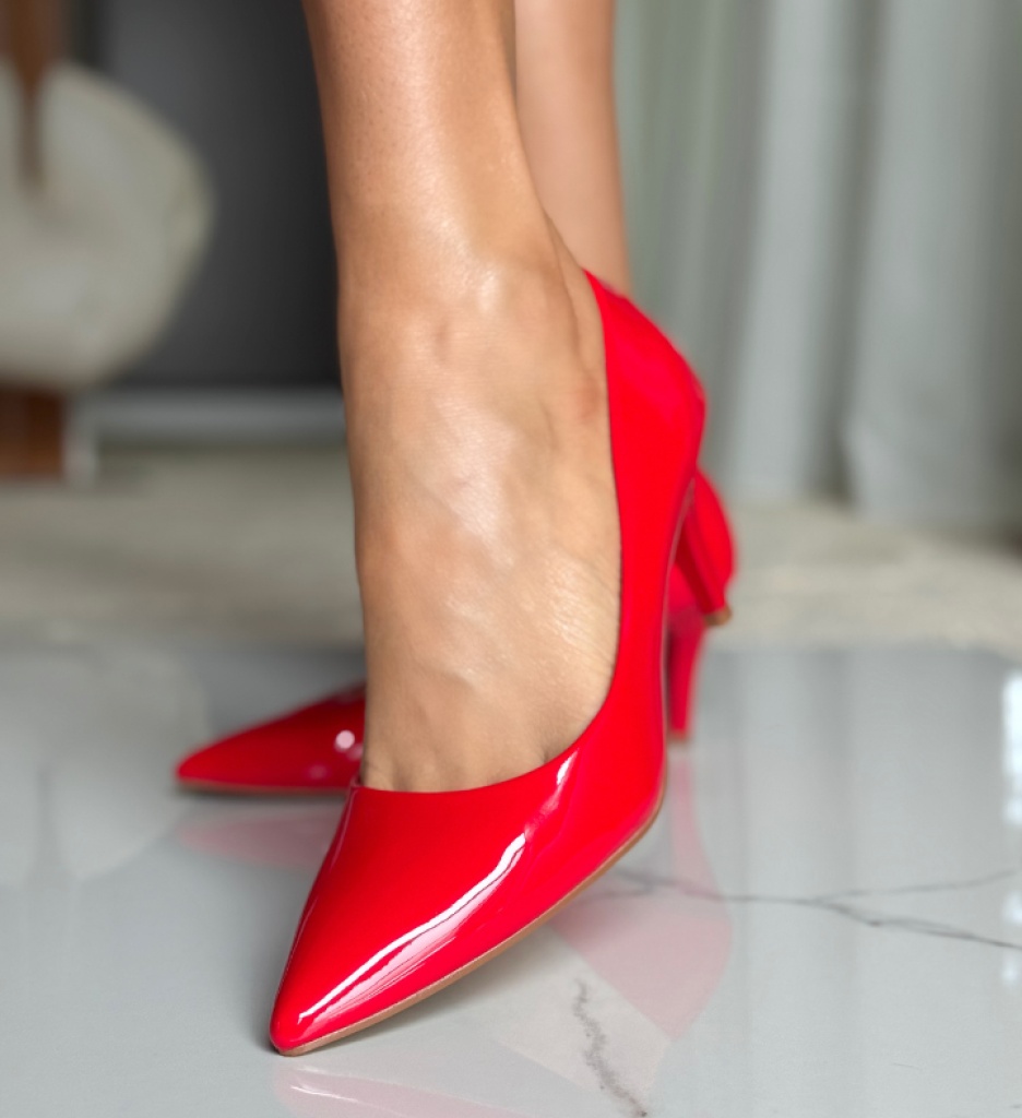 Pantofi dama Plevna Rosii cu toc - Eleganță și Stil - imagine 3