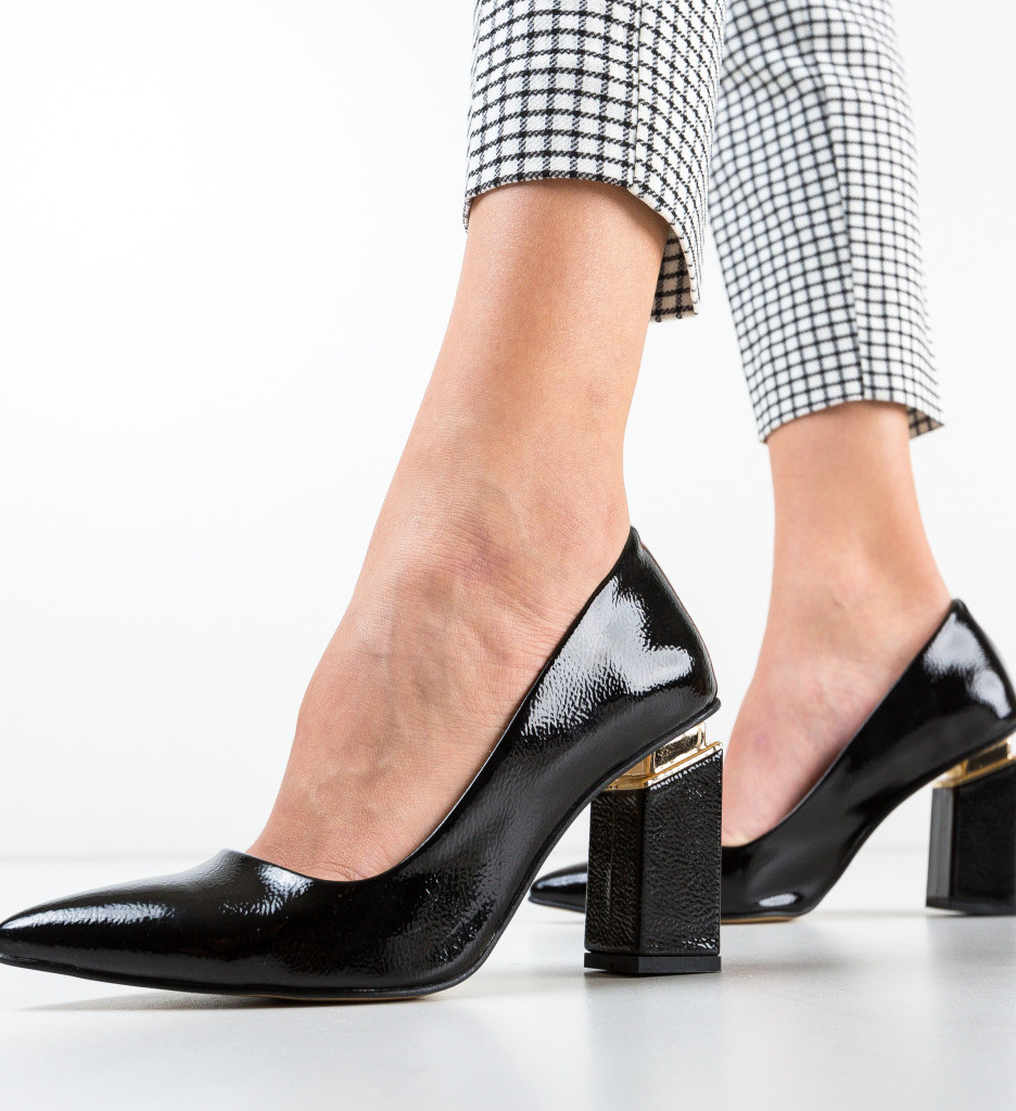 Pantofi Burjoa Negri Eleganți cu Toc