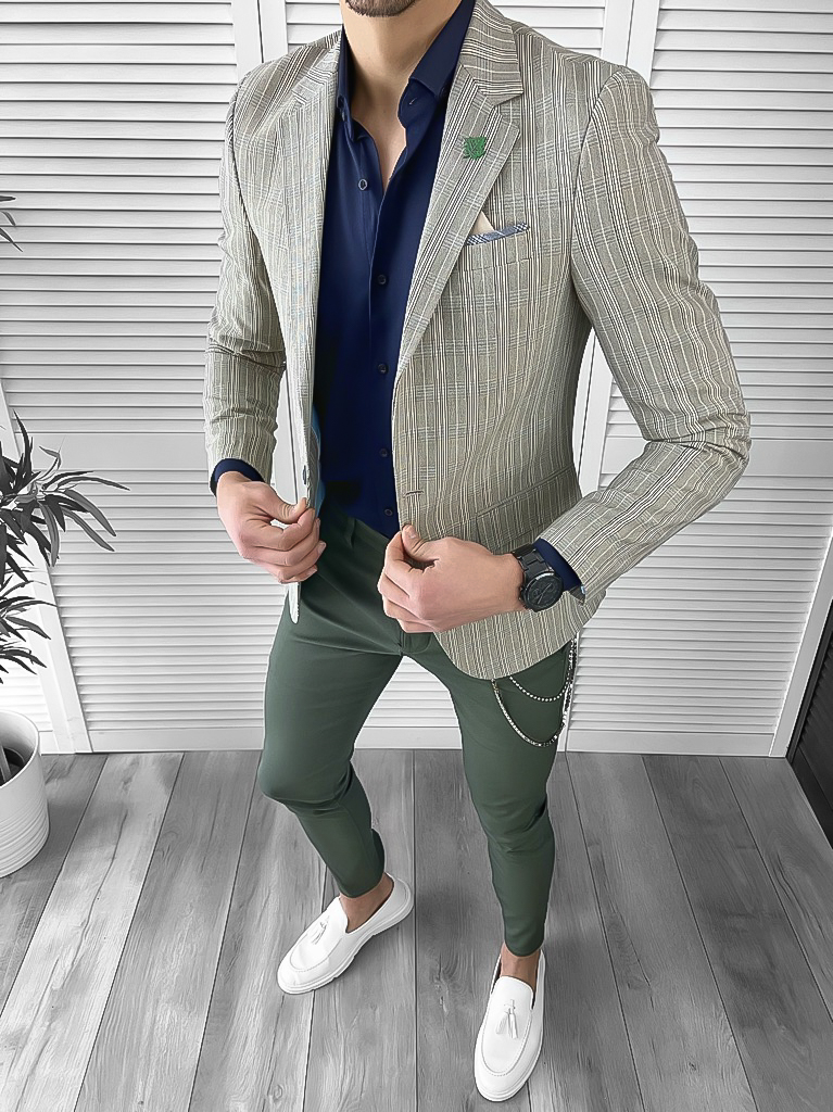 Sacou Barbati Slim Fit Carouri - Elegant și Modern