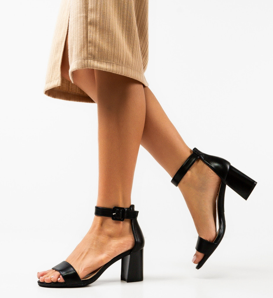Sandale Saxon Negre cu Toc Elegante - imagine 3