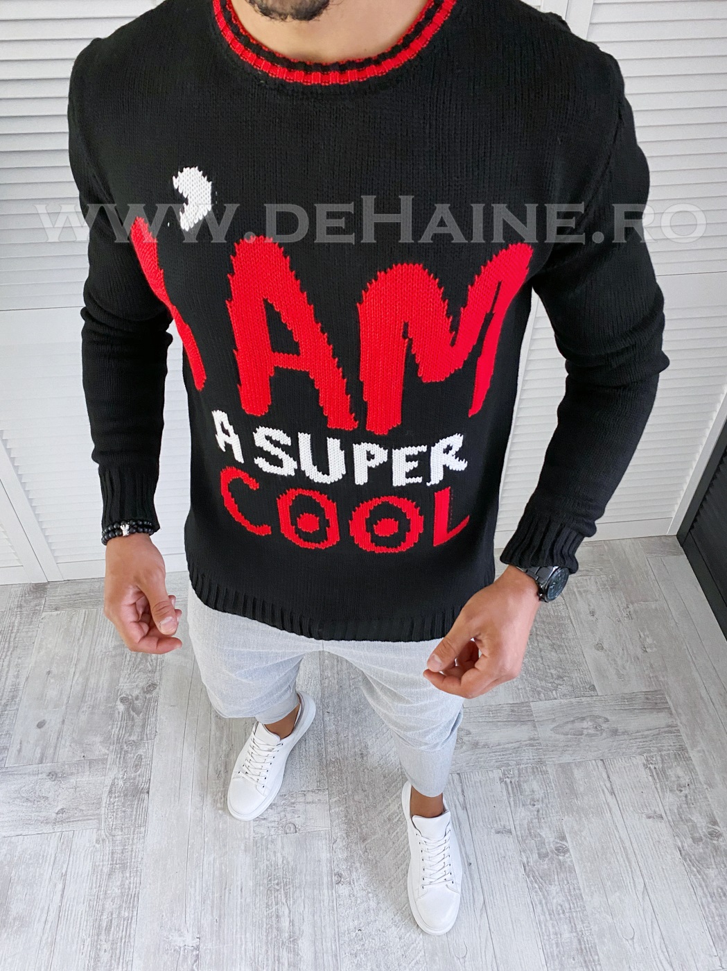 Pulover Barbati Negru Slim Fit Elegant