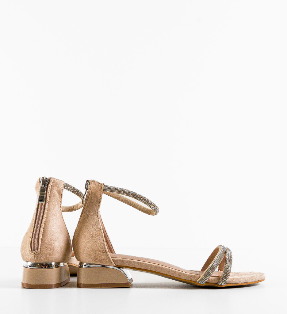 Sandale Gamma Bej cu Toc Elegante - imagine 4