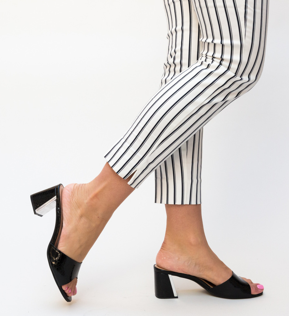 Sandale Dragol Negre Elegante cu Toc - imagine 4
