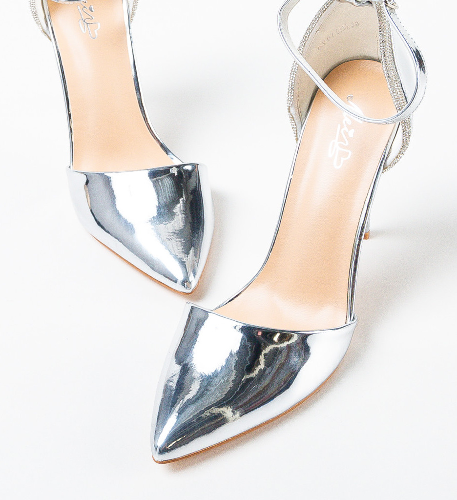 Pantofi cu Toc Eleganti Argintii | Orden - imagine 6