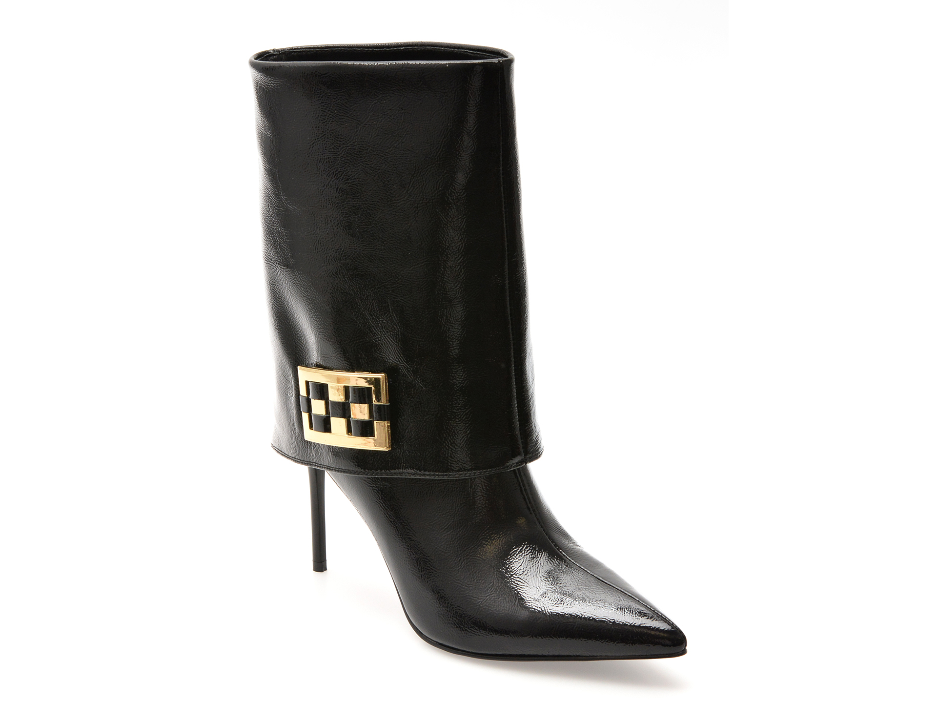 Botine Elegante Epica Negru | Piele Lacuită