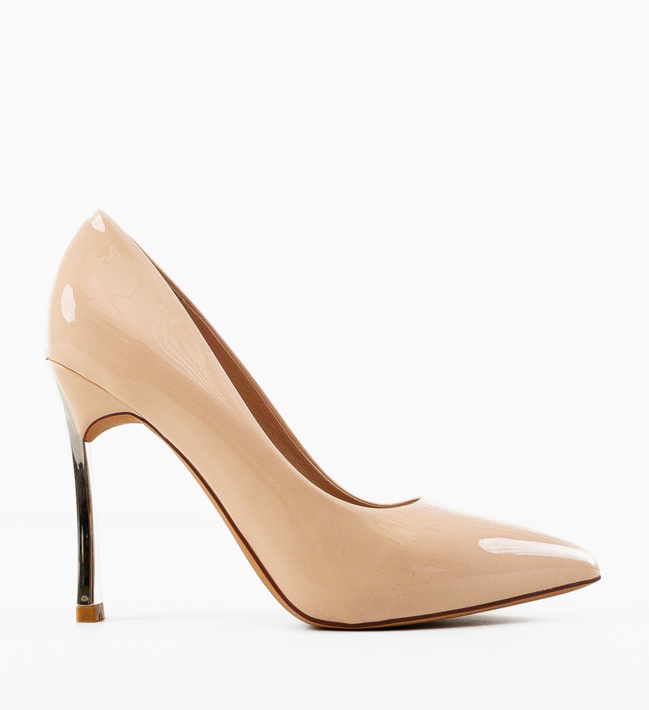 Pantofi dama Neba Nude cu toc elegant - imagine 2