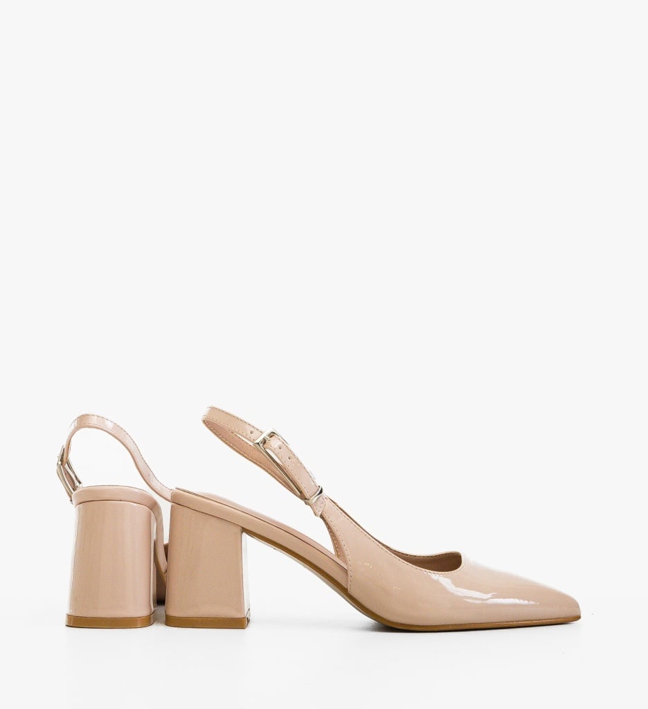 Pantofi dama Kan Bej eleganți cu toc - imagine 6
