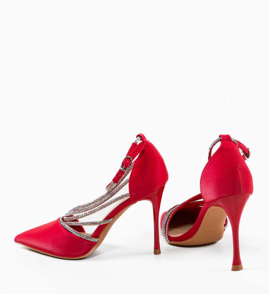 Pantofi Metztli Rosu Eleganți cu Toc - imagine 8