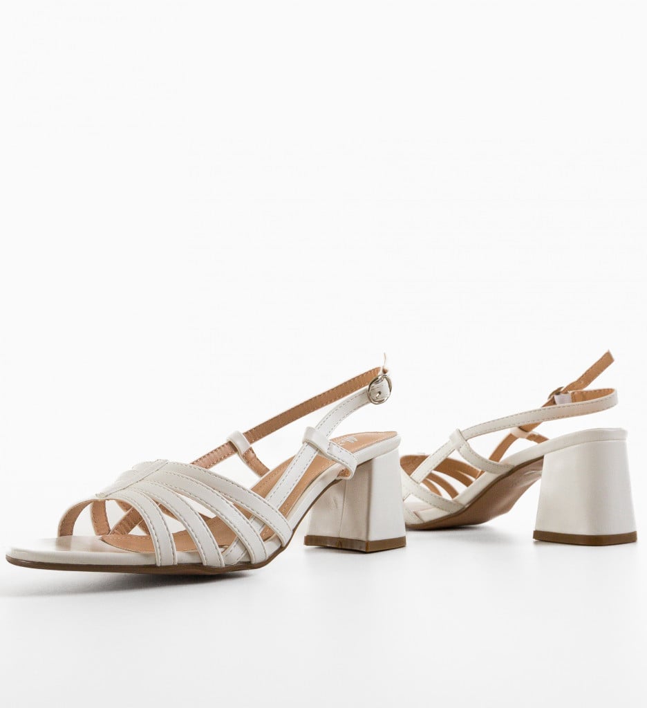 Sandale Stussy Albe cu Toc Elegant - imagine 7