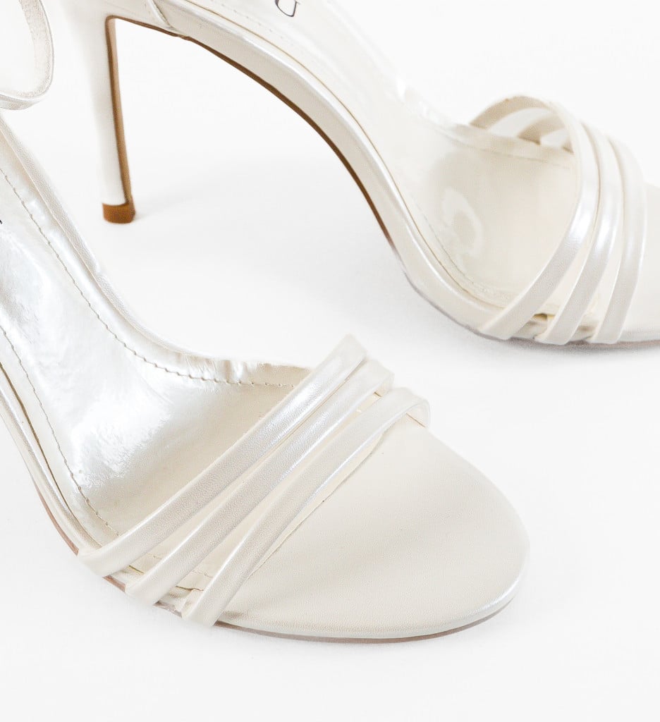 Sandale Dama Lajy Albe cu Toc Elegant - imagine 12