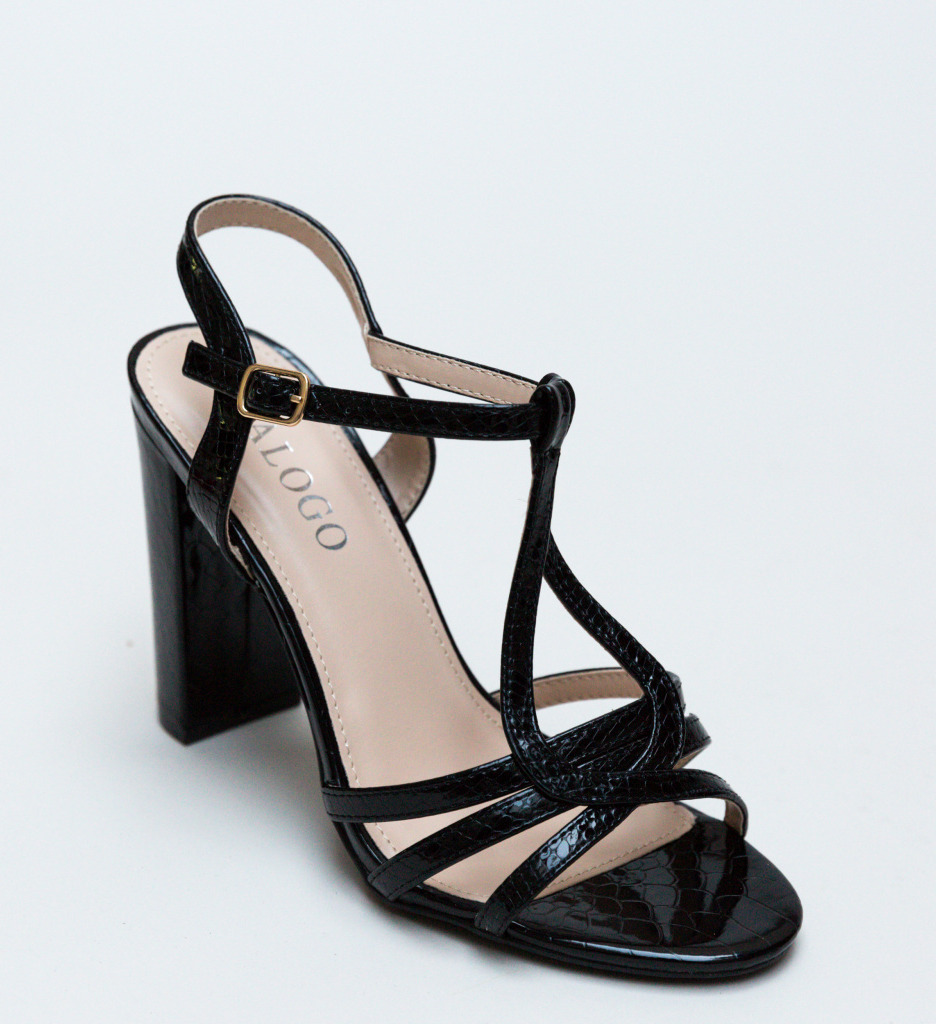 Sandale Ada Negre Elegante cu Toc - imagine 6