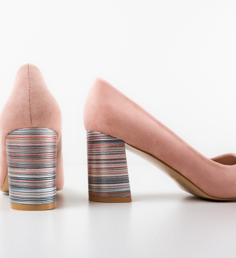Pantofi Ferne Roz cu Toc Eleganți - imagine 7