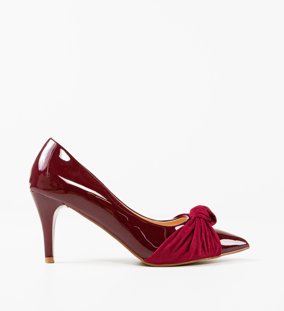 Pantofi Dama Oprez Grena cu Toc Elegant - imagine 2
