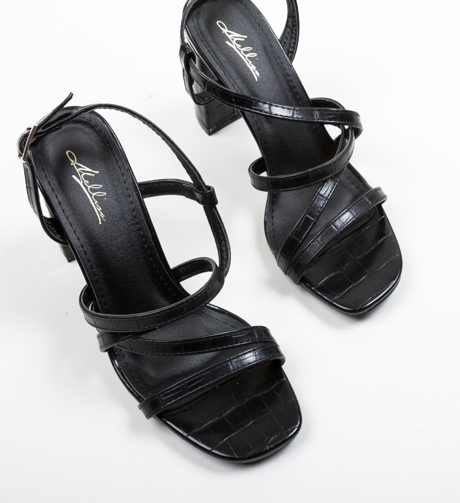 Sandale Jaya Negre cu Toc - Eleganță Maximă - imagine 5