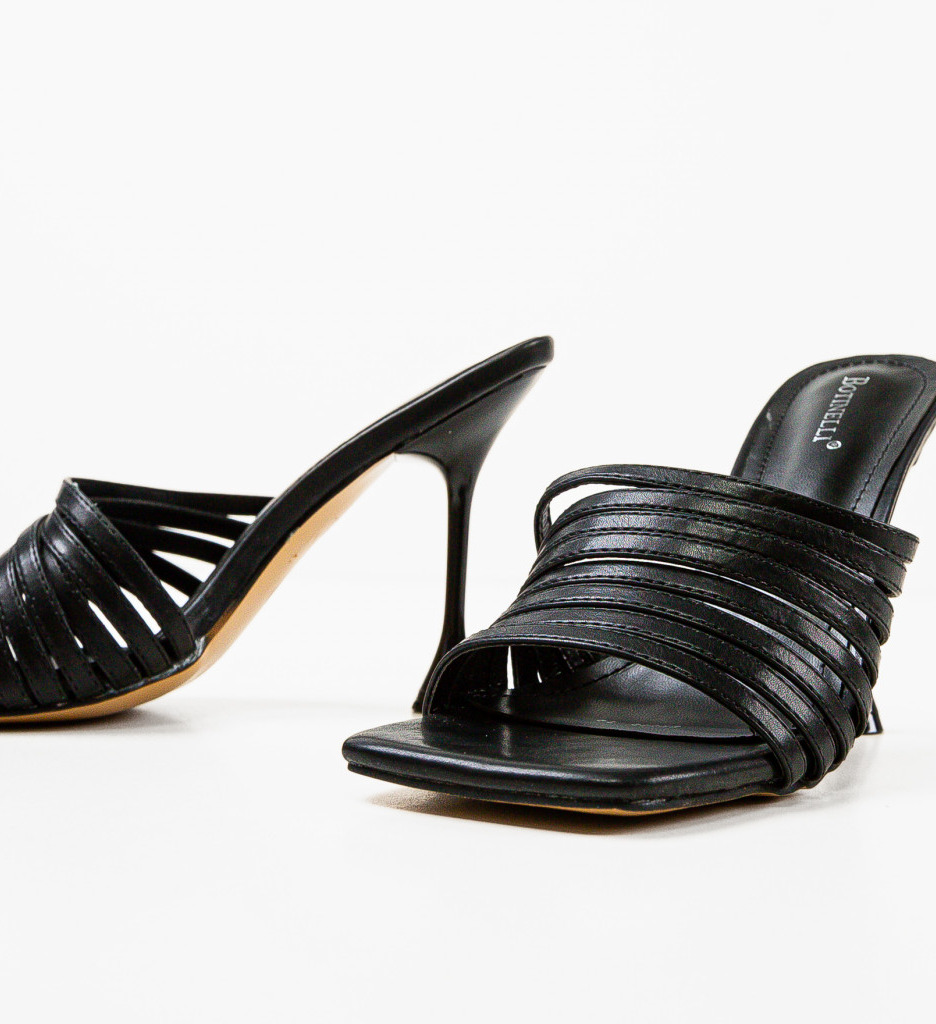 Sandale Ozolinsh Negre cu Toc Elegant - imagine 6
