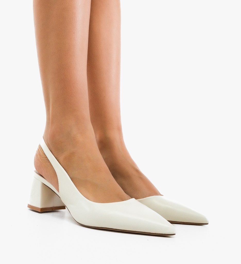 Pantofi Deder Albi Eleganți cu Toc