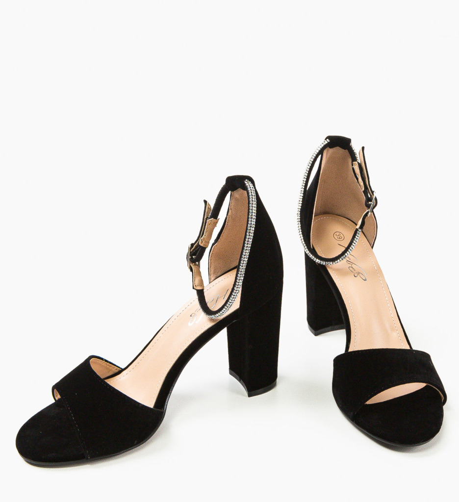 Sandale Dama Kinu Negre Elegante cu Toc - imagine 5