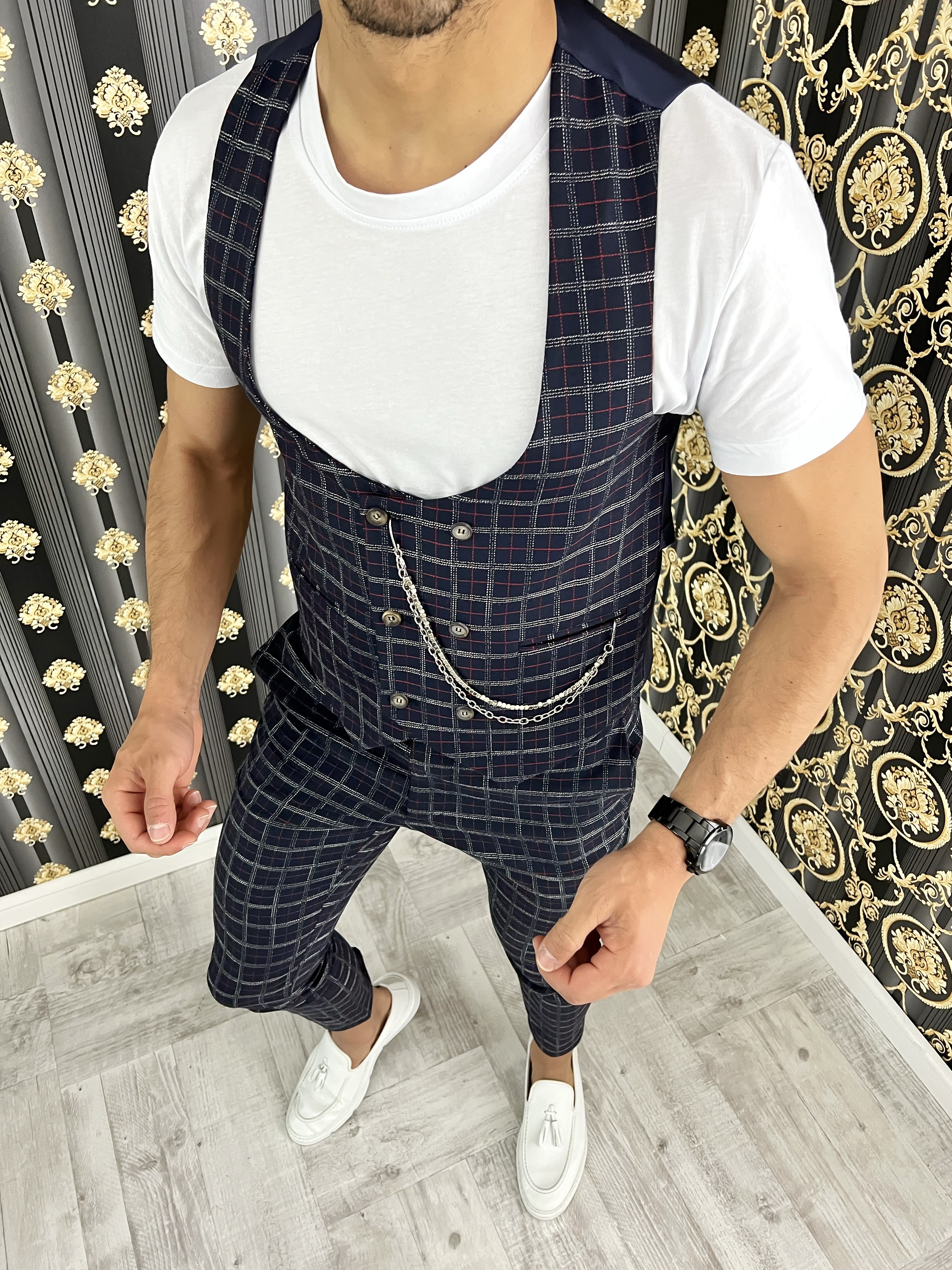 Vesta barbati eleganta slim fit bleumarin B5539