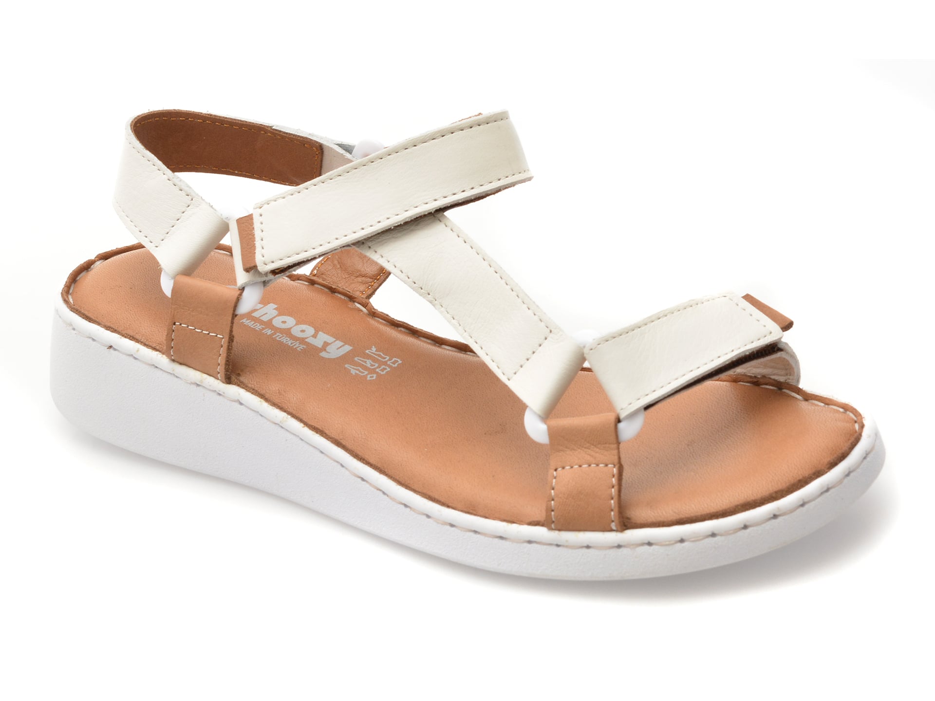 Sandale Shoozy Albe din Piele Naturală | Stil - imagine 2