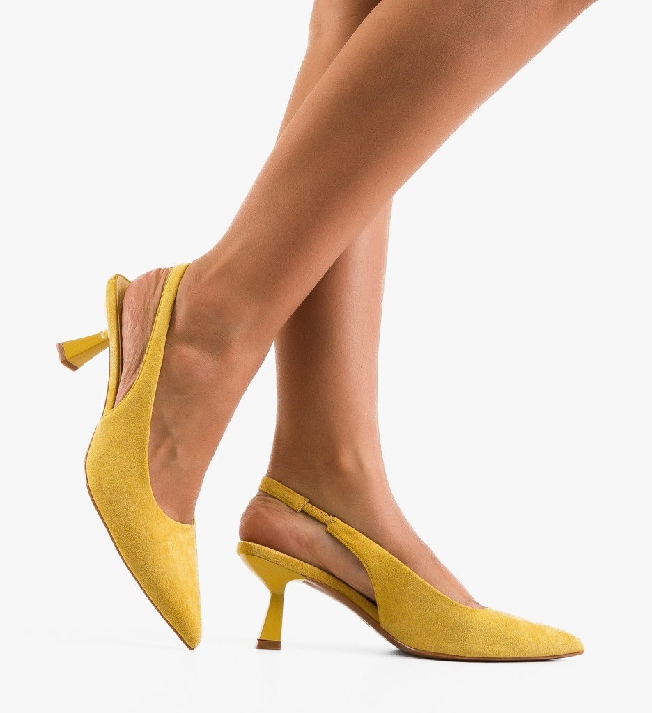 Pantofi Dama Massey Galbeni Eleganți - imagine 3