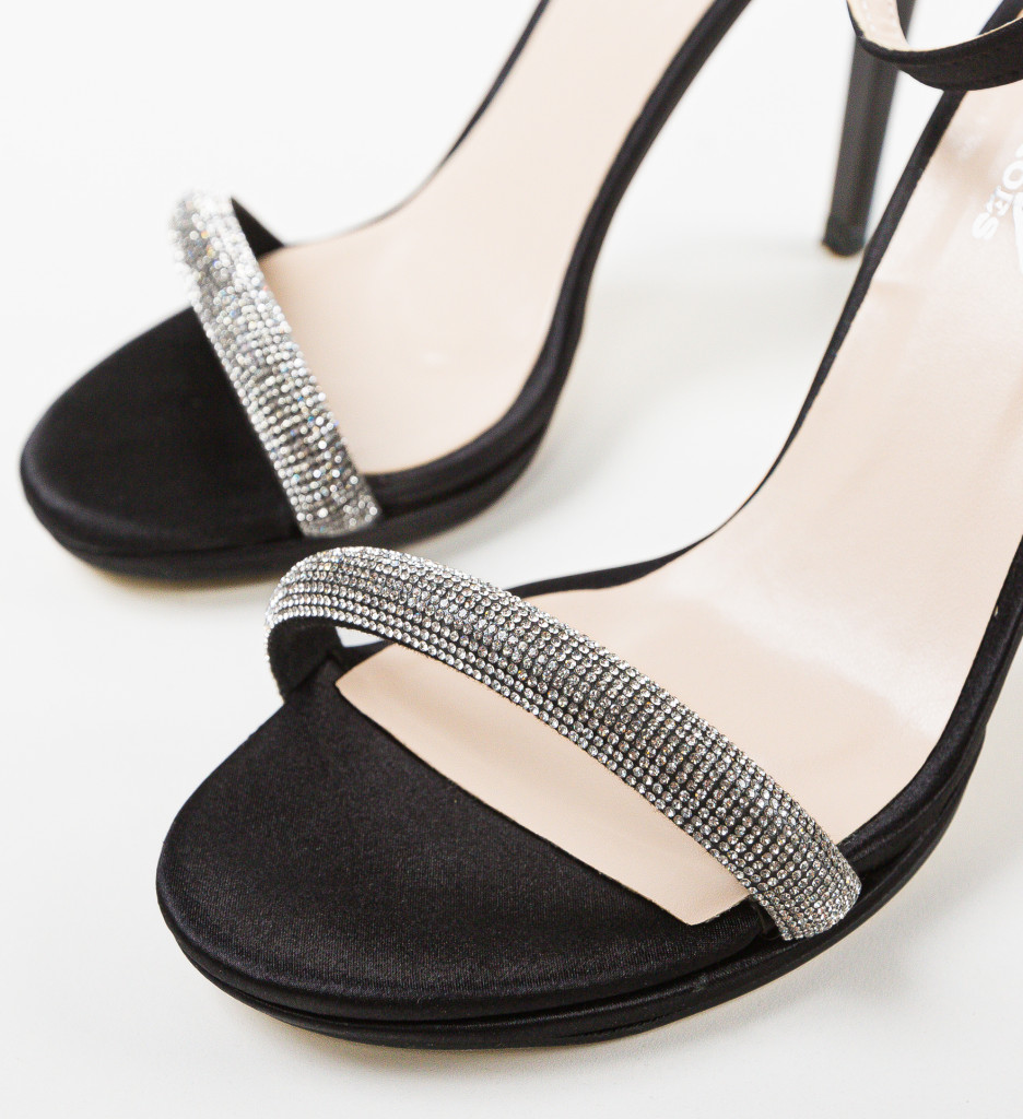 Sandale Arukam Negre cu Toc Elegant - imagine 8
