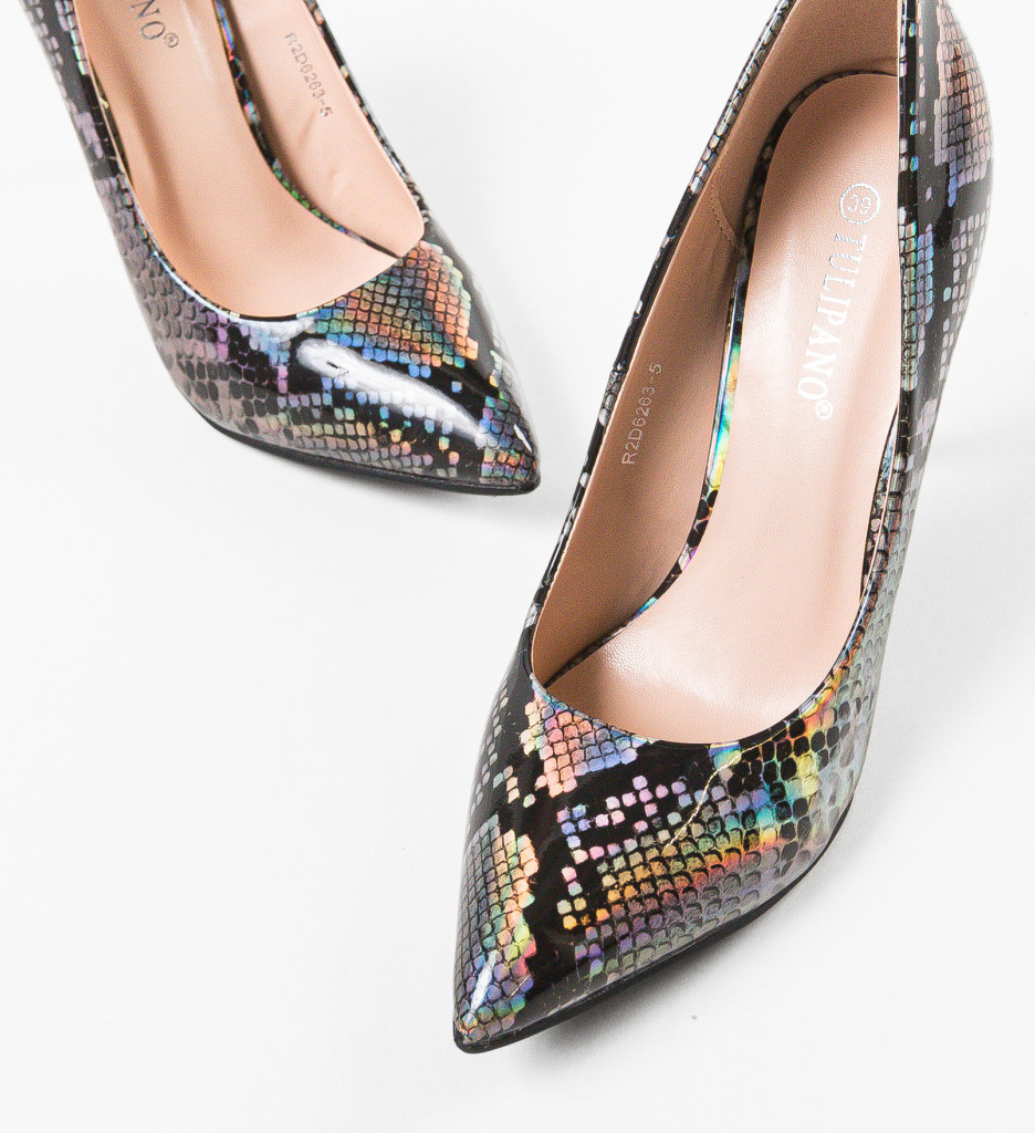 Pantofi Dama Argintii cu Toc Eleganti - imagine 5