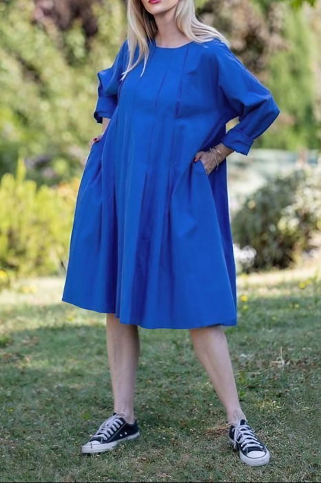 Rochie Midi Stella Milani Albastră - Eleganță & Confort