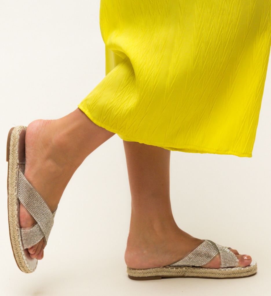 Papuci Baxter Argintii | Sandale Confort - imagine 3