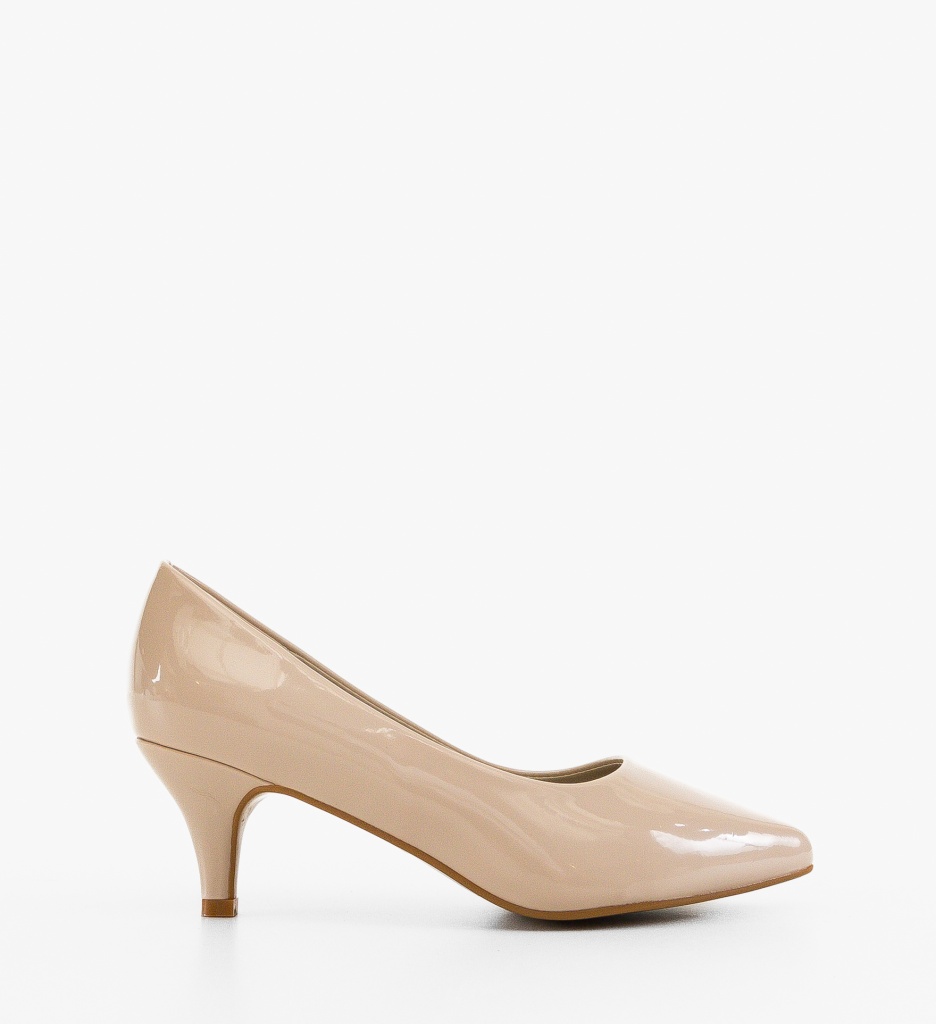 Pantofi Jennife Bej eleganți cu toc confortabil - imagine 5
