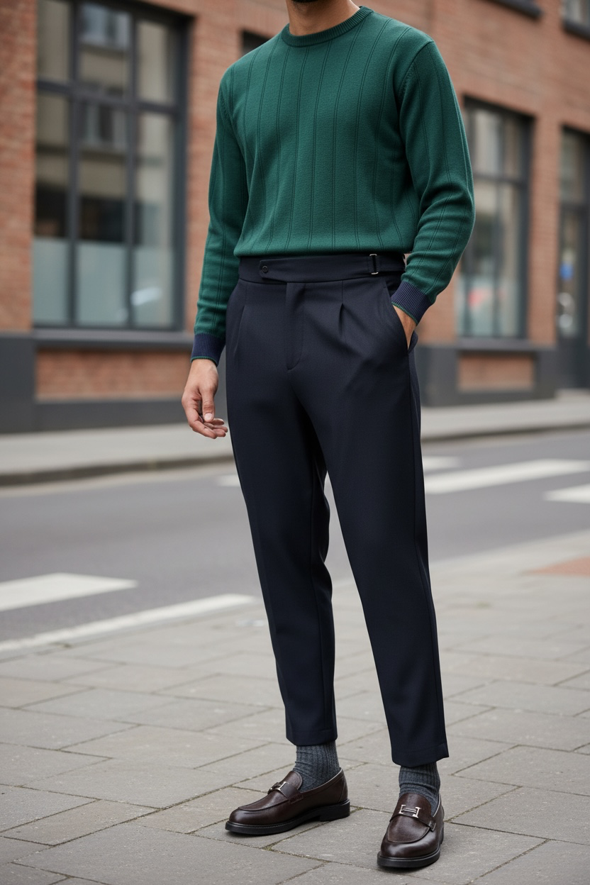 Pantaloni barbati eleganti bleumarin S131