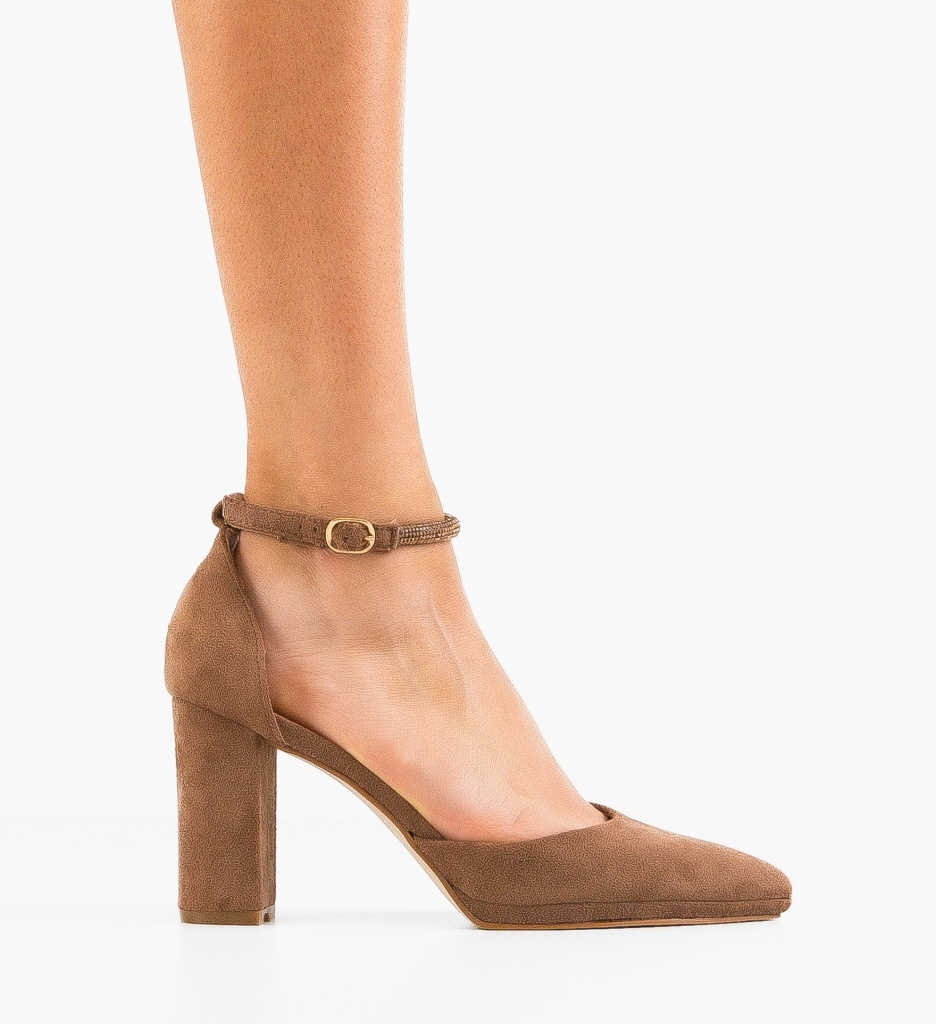 Pantofi dama Kobe Khaki cu toc elegant - imagine 6