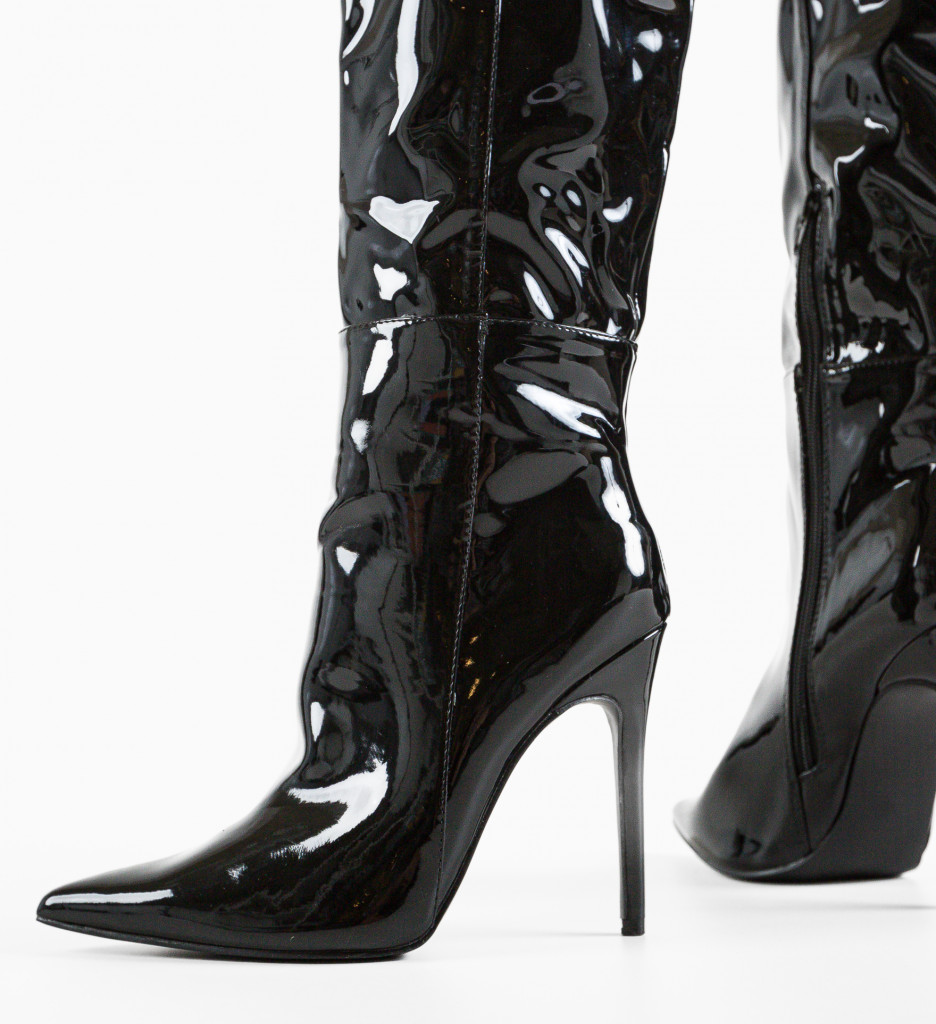 Cizme Bybyam Negre Elegante cu Toc - imagine 9