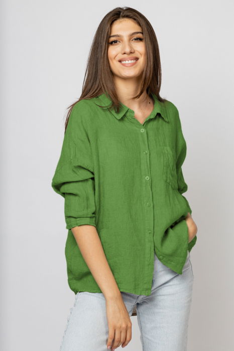 Camasa In Verde Oliv cu Inel Metalic | Stella Milani